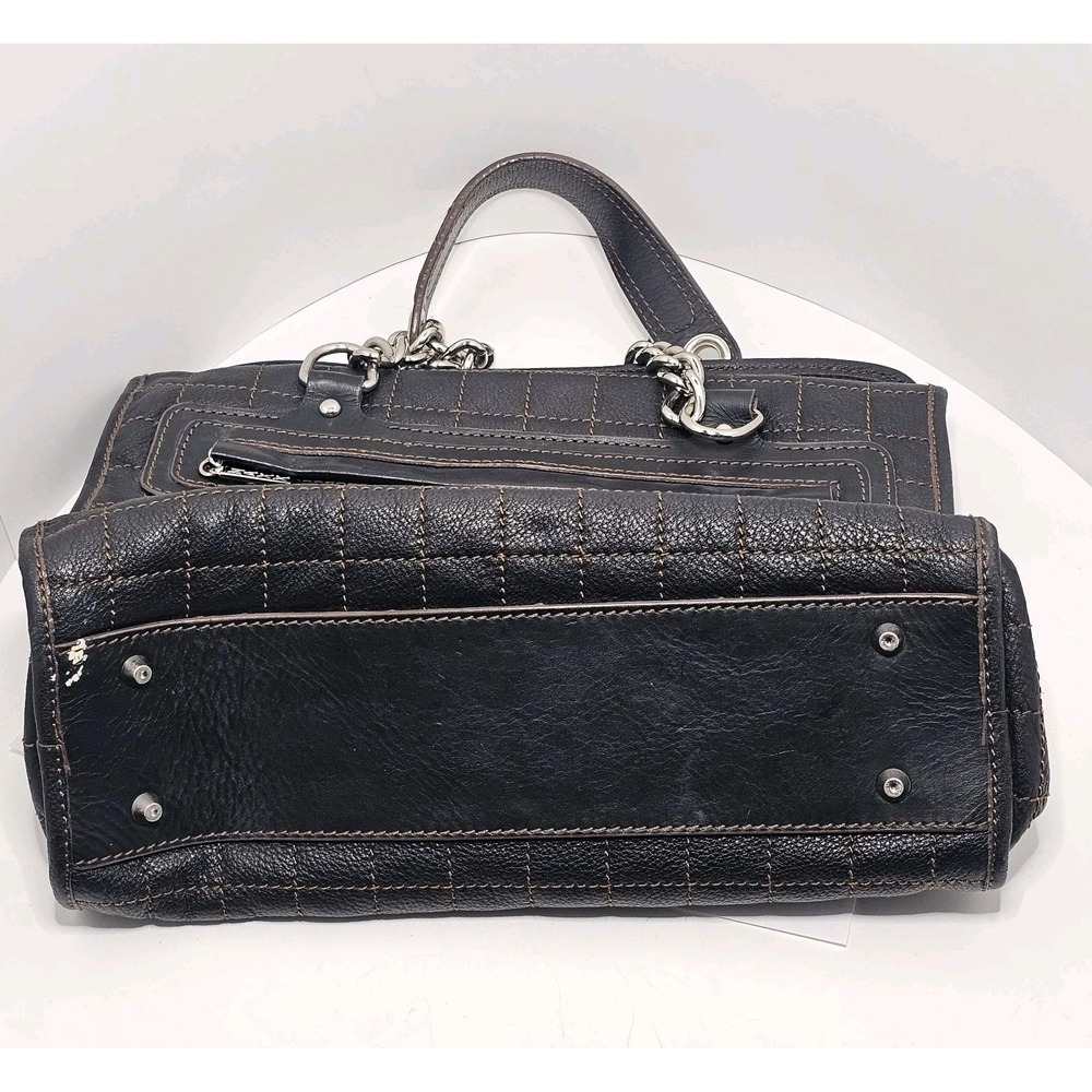 Maxx New York Y2K Black Leather Purse Leopard Print Interior Quilted Chain Strap - Picture 4 of 5